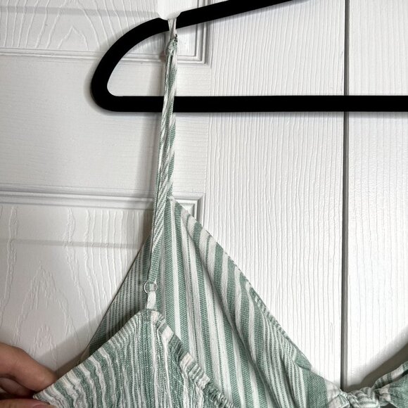 MINKPINK Sage Green White Striped Low Tied Jumpsuit Women's Size Large L - Picture 9 of 11